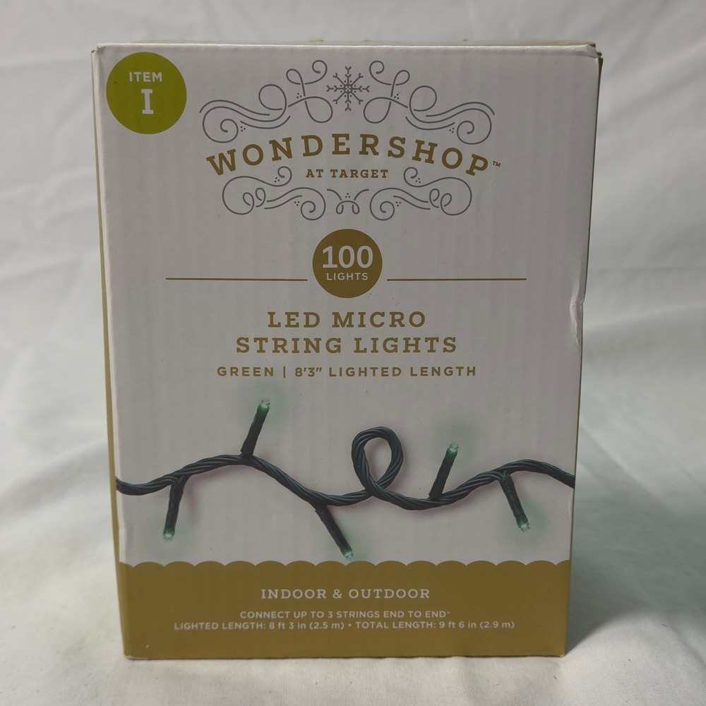 Wondershop Target 100 LED Micro String Lights Green Indoor Outdoor 8ft 3in